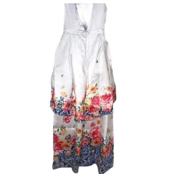 Floral Maxi Dress Party Gown Size L New - Picture 9 of 12